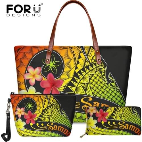 FORUDESIGNS Samoa Polynesian Plumeria Pattern Shoulder Bag Luxury Fashion Woman Handbag and Purse Top-Handle Bag Bolsa Mujer