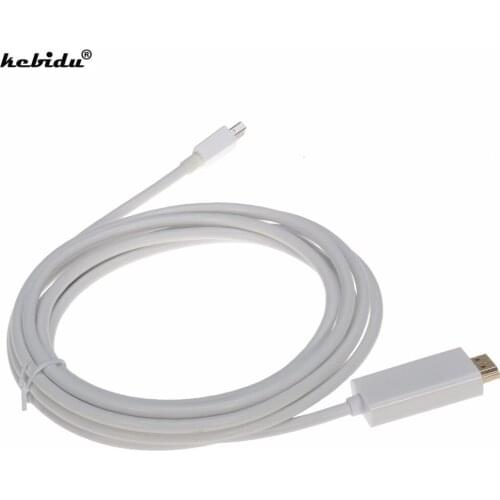 Kebidu Newest Mini 1.8M 3M DisplayPort DP Male to HDMI-compatible Male Adapter White for Macbook Pro Air for iMac