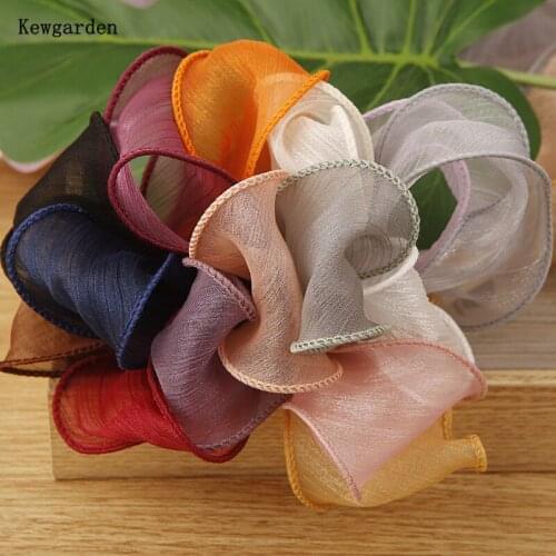 Kewgarden Wholesale 2" 5cm Stripe Wrinkle Wave Hemming Organza Ribbon Handmade Tape DIY Bow Accessories Packing Riband 25 Yards