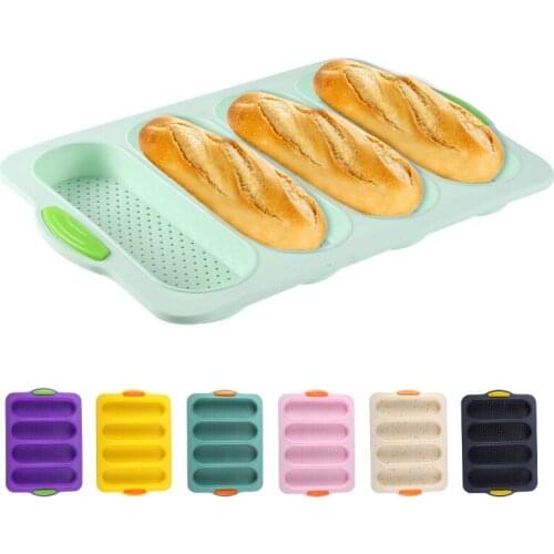 Round Bread Baguette Eclair Hamburger Baking Mold Long Loaf Cookie Bun Glass Fiber Silicone Mould Non Stick Bake Tray