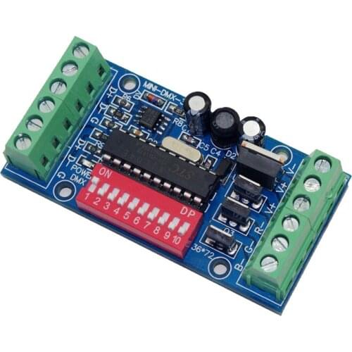 Mini 3CH 3 channels Easy dmx LED Controller Dimmer,RGB dmx512 decoder,DC5V-24V For LED strip light lamp LED bulb