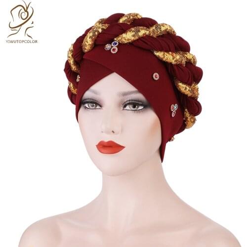 Fashionable Ladies Polyester Big Braid Headscarf Hat Windproof Hair Bag Head Hat European And American Clan Hats