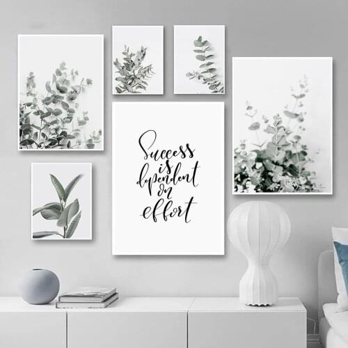 Green Plant Leaves Wall Art Nordic Posters And Prints Eucalyptus Rubber Canvas Painting Modern Wall Pictures For Home Decor Art