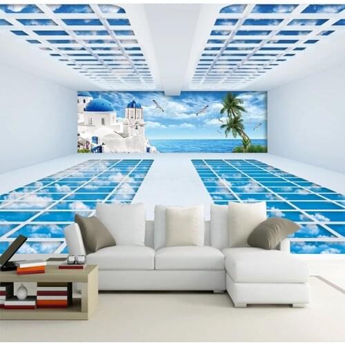 Custom Wall Painting Modern 3D Creative Space Large Mural Bedroom Living Room Sofa TV Background Blue Seascape Photo Wall Paper