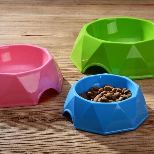 New Diamond Shaped Pet Bowl S/M/L Good Grade Plastic Pet Feeder Cat Dog Bowl Single Bowl Food Bowl Non-slip Water Feeder