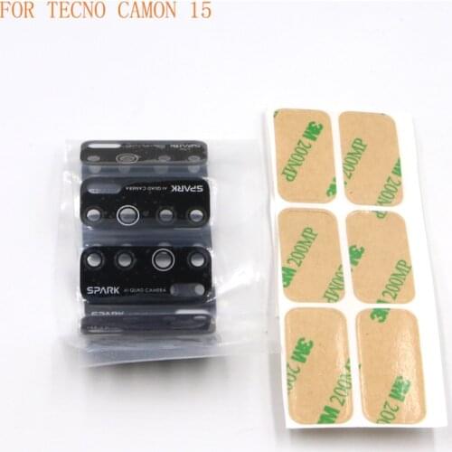 Original 50pcs Back Rear Camera Glass Lens +Sticker Replacement Repair For Tecno Camon 15 Camon 16 Camon 16 Primer