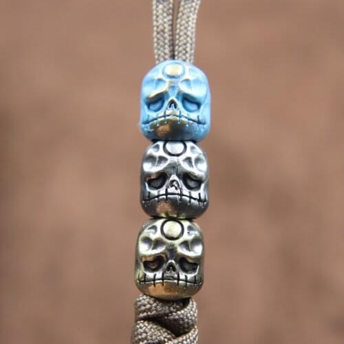 Ghost Skull Knife Beads Lanyard Pendants Brass DIY Paracord Bracelet Accessories Jewelry Retro Punk Specter Umbrella Rope Charms