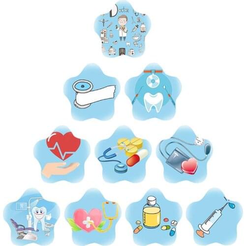 JWEIJIAO Hospital Doctor Stethoscope Syringe Interesting Pattern Creative Design Cartoon Pattern Cabochon Flat Back Jewelry