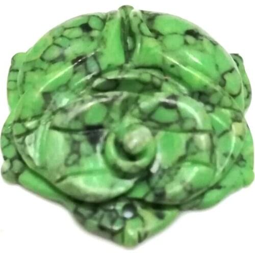 10x30x30mm Light Green Flower Handmade Carved Natural Turquois Pendant