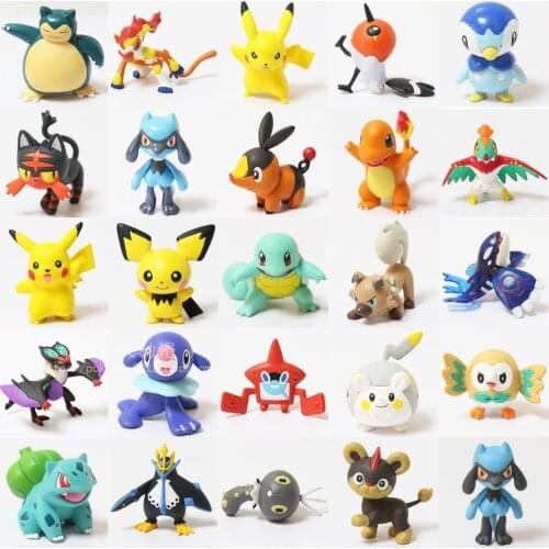 TAKARA TOMY Genuine Pokemon MC Litten Charmander Squirtle Pikachu Lucario Litleo Rotom Bulbasaur Cute Action Figure Model Toys