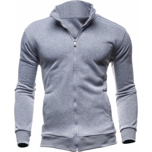 Warm Stylish Long Sleeve Sweatshirt Loose Men Coat Stand Collar for Daily Wear