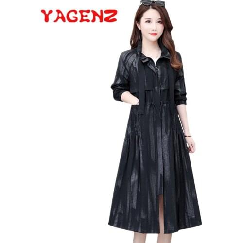 YAGENZ Spring Autumn Trench Coat Ladies Trend Woman Trench Coat Long Women Windbreakers Plus Size Trench Coat Femme 5xl Coat 647