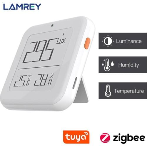 Tuya Smart Zigbee Bluetooth Brightness Thermometer Light Sensitive Temperature And Humidity Detector With Battery Smart Life