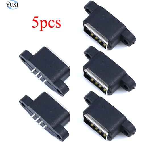 YuXi 5pcs Waterproof USB 2.0 Data Charging Interface USB Plug Built-in Charging Port Jack Dock Socket Connector