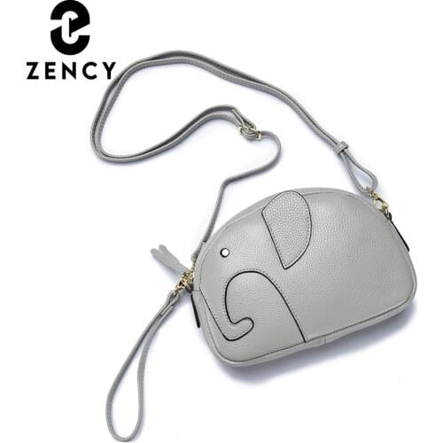 Zency Soft Cowhide Leather Handbag New Design Elephant Women Crossbody Bag Shopping Outdoor Card Holder Phone Pocket Cluth Purse