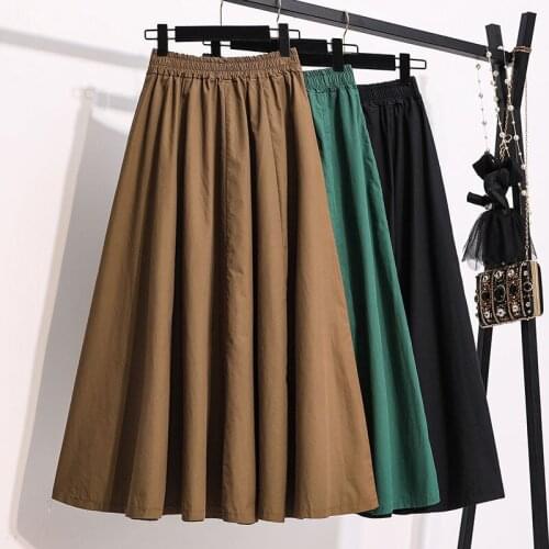 Plus Size Women A-line Long Skirts New Arrival 2021 Summer Vintage Style Big Swing High Waist Female Loose Casual Skirt