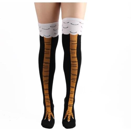 Womens Cotton Stockings Cartoon Leggings Lady Socks Student Girls Fashion Chicken Feet Individuality Over Knee Stocking