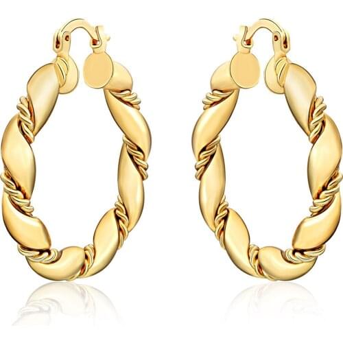 Rose Gold Round Twist Gold Earring Fashion Charm For Women Wedding Engagement Jewelry