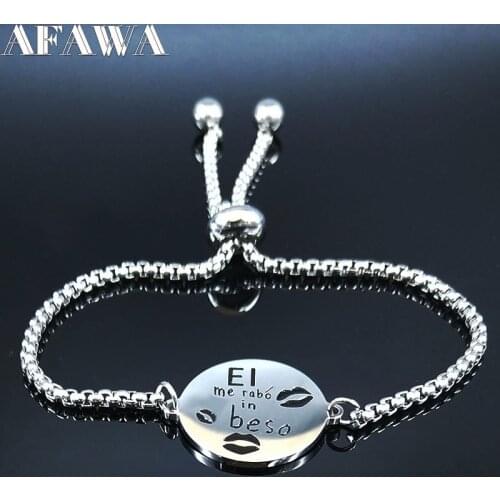 2021 Fashion El me rabo in beso Stainless Steel Chain Bracelet Women Silver Color Spanish Love Bracelet Jewelry joyas B18607