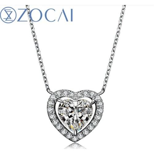 ZOCAI Princess 0.39 Carat Certified Heart Shape Diamond in 18K White Gold (Au750) Women Necklace D03700