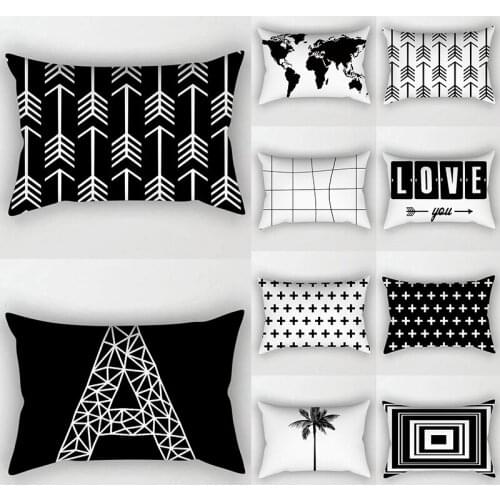 1PC Black And White Geometry Pillowcases 30*50cm Polyester Throw Pillow Case Home Rectangle Decor Pillowcases