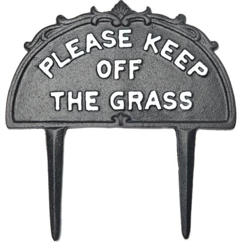1pc Cast Iron Sign 'Please Keep Off The Grass' Warning Garden Ground Plug Card Yard Decor Sturdy Stick to Ground Prohibited Logo