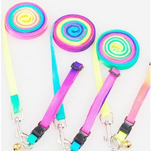 1pcs Pet Leash Soft Walking Harness Lead Adjustable Pet Puppy Chain 1.2M Rainbow Mascotas Pet Dog Puppy Leash
