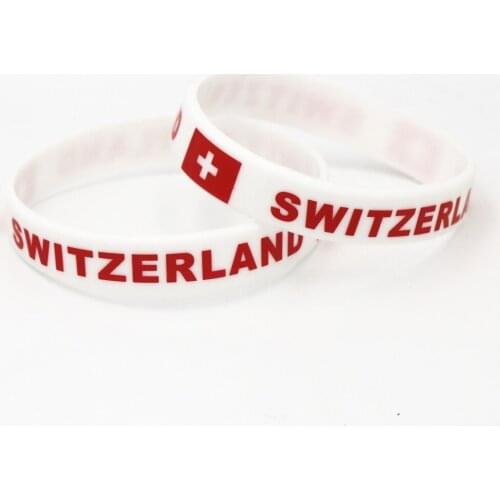 1PC Switzerland Country Flag Silicone Wristband White Football Sports Souvenir Silicone Rubber Bracelets&Bangles Gifts SH241