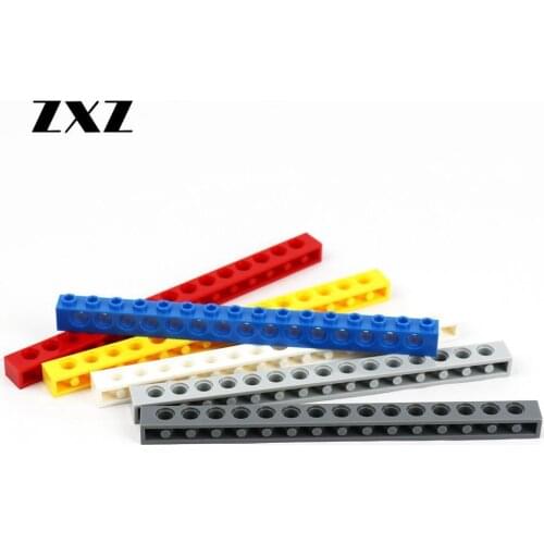 10 pieces Technical Brick 1 x 16 [15 Holes] Building Blocks Long Beam Parts Accessory Compatible with 3703 DIY Hole Bricks