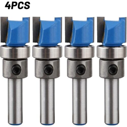 4Pcs 6mm Shank Mortise Template Flush Trim Router Bit 1/2" Woodworking Milling Cutter With Bearing For Wood