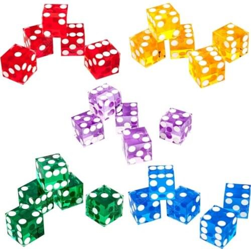 5pcs High-grade Acrylic Transparent Dice Six Sided D6 19mm Casino Dice with Razor Edges Au25 21 Dropshipping