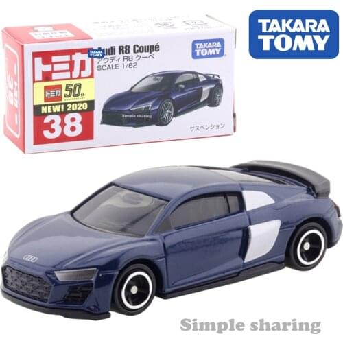 Takara Tomy Tomica No. 38 Audi R8 Coupe in Blue Scale 1/62 Car Hot Pop Kids Toys Motor Vehicle Diecast Metal Model