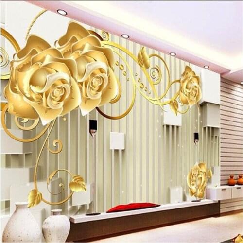 Beibehang Large Custom Photo Wallpaper-3d Luxury Quality HD Living Room Gold Rose White Box Modern Art Wallpaper Decoration