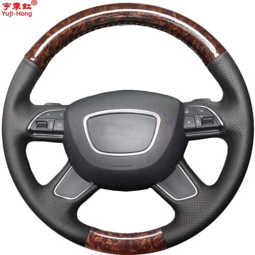 Yuji-Hong Car Steering Cover Case for Audi Q3 8U Q5 8R Q7 A3 8V A4 B8 A6 C7 A7 G8 A8 D4 Mahogany / Carbon-fiber / Camouflage