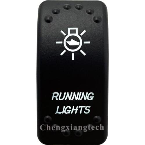 Dual White Led Light 12V 24V Car Boat Caravan Rocker Switch Laser Engraving RUNNING LIGHTS, 5 Pin On Off SPST Waterproof