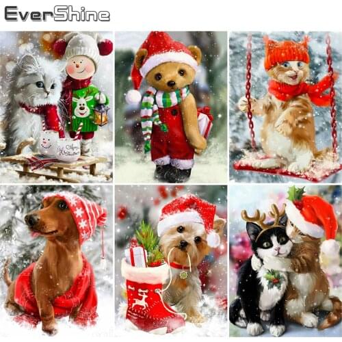 Evershine 5D DIY Diamond Painting Christmas Full Square Diamond Embroidery Dog Animal Rhinestone Picture Mosaic Art Home Decor