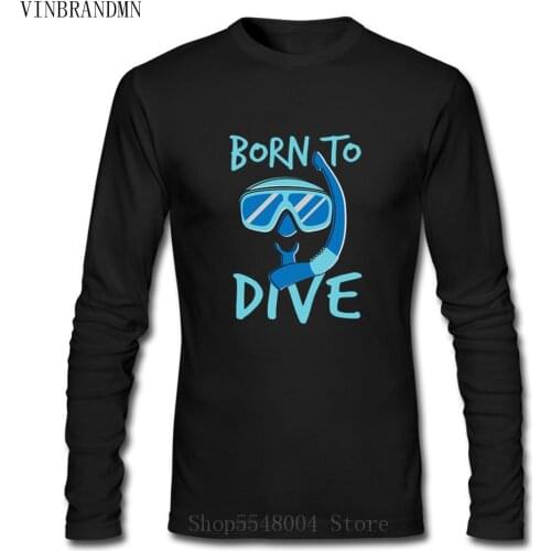 Scuba Diving Hip Hop Tshirt Born To Dive T-Shirt Summer Diver Deep Underwater O-Neck T Shirt Mens Sea Snorkeling Sports Apparel
