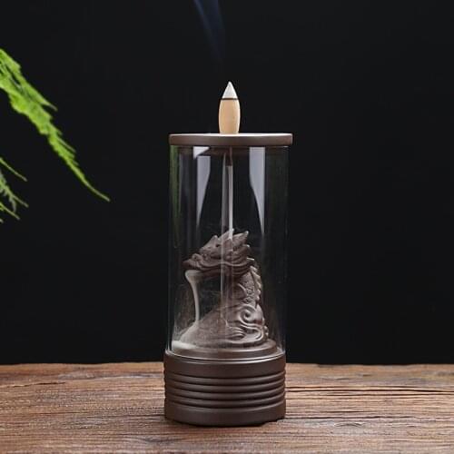 Creative Ceramic Backflow Incense Burner LED Ornaments Plexiglass Rockery Skull Incense Burner Home Sandalwood Incense Burner