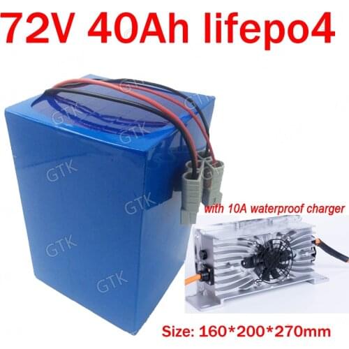 GTK lithium 72v 40ah lifepo4 battery BMS 24S for 2500W 3500w Go Cart vehicle bike scooter Forklift motorcycle +10A charger