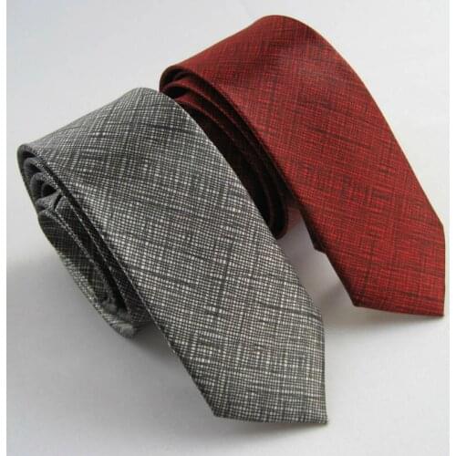Lot 2pcs of 2" Poly Thin Red and Dark Gray Solid Color polyester SLIM Tie SKINNY ties Fashion NARROW Necktie