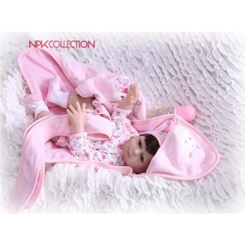 NPK 46cm Red reborn dolls soft silicone baby dolls bebe princess reborn nice pink clothing heart doll gift kids toys