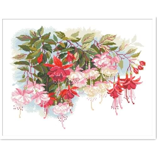 Golden bell flower cross stitch kit plant 18ct 14ct 11ct white fabric cotton thread embroidery DIY handmade needlework