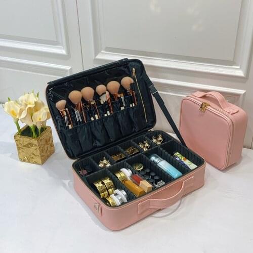 2021 New Cosmetic Bag Large Capacity PU Leather Waterproof Portable Travel Makeup Case