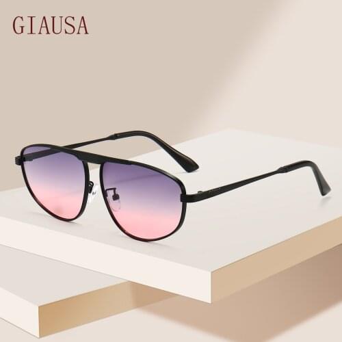 GIAUSA New fashion metal frame sunglasses trend anchor Street Photo Sunglasses European and American driver Sunglasses yellow