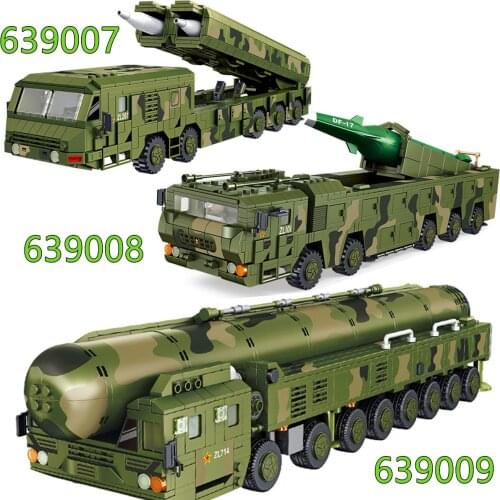 New Chinese Military Bricks Series 3 Styles Intercontinental Ballistic Missile Launching Vehicle Set Building Blocks Boy Toys
