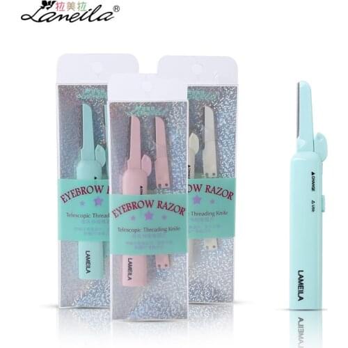 Portable Type Retractable Stainless Steel ti mei dao Eyebrow Knife Attached Replacement Cutter Head A0880 face razor for women