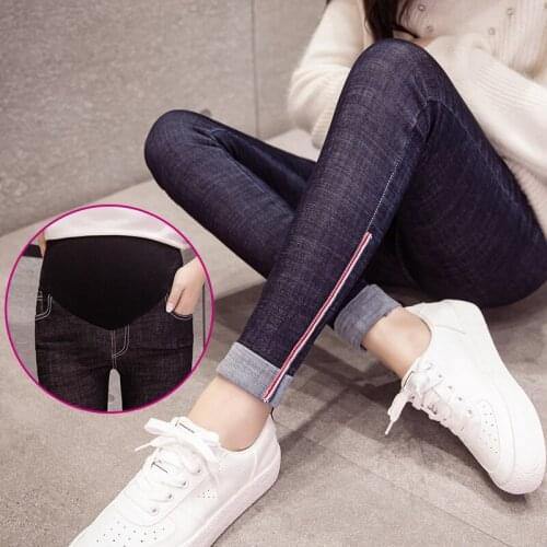 Clothes for Pregnant Women Spring Autumn Belly Skinny Maternity Jeans Cotton Adjustable Waist Pencil Pregnancy Pants