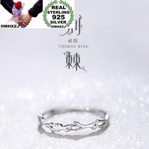 OMHXZJ Wholesale RR1362 European Fashion Fine Woman Girl Party Birthday Wedding Gift thorns 925 Sterling Silver Resizable Ring
