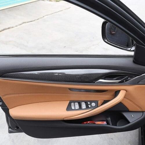 Real Carbon Fiber Car Interior Door Decoration Panel Cover Trim For BMW 5 Series G30 2017 2018 2019