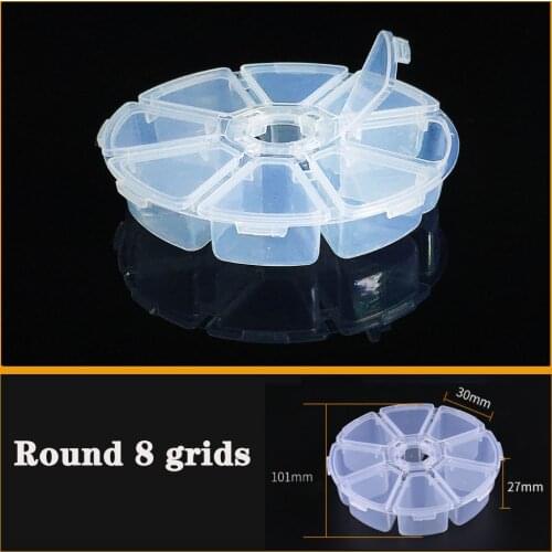 Plastic Storage round 8 grids Box Practical Adjustable Compartment Jewelry Bead Screw Holder Case Display Organizer Container